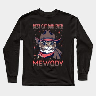 Cowboy Cat Saying Howdy Hello, Best Cat Dad Ever Long Sleeve T-Shirt